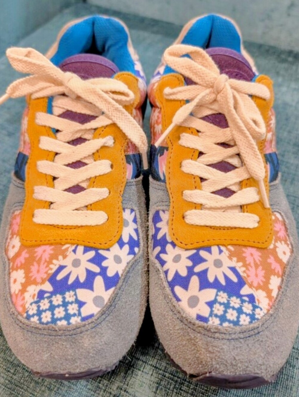 Inkkas Floral Patchwork Women's Sneakers Hendrix Jogger Retro Size 9 Purple Blue